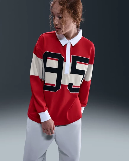 Женское поло Nike Sportswear с принтом, красное
