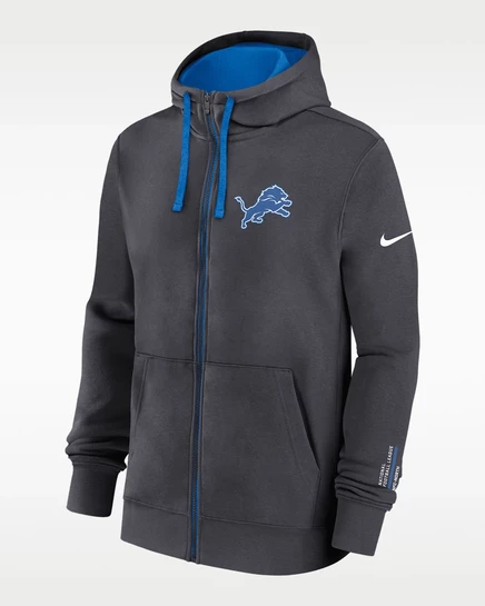 Мужская толстовка Nike Detroit Lions, на молнии, антрацитовая