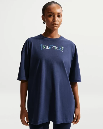 Женская свободная футболка Nike Classic, темно-синяя