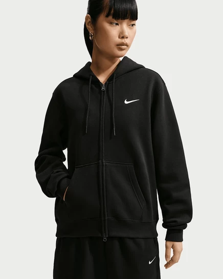 Женское худи Nike Studio Fleece на молнии, черное