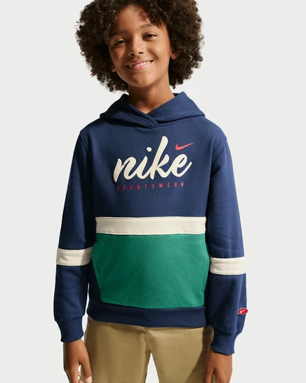 Детское худи Nike Club, темно-синее/зеленое/молочное