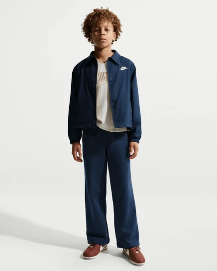 Детские спортивные штаны Nike Sportswear Loose с открытым подолом, темно-синий/белые