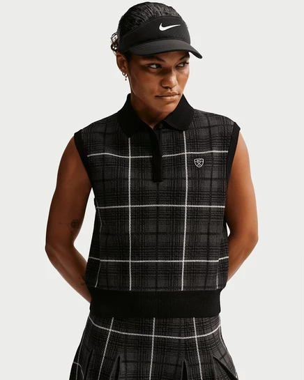 Женский жилет Nike Fairway Fresh в клетку, черный/белый