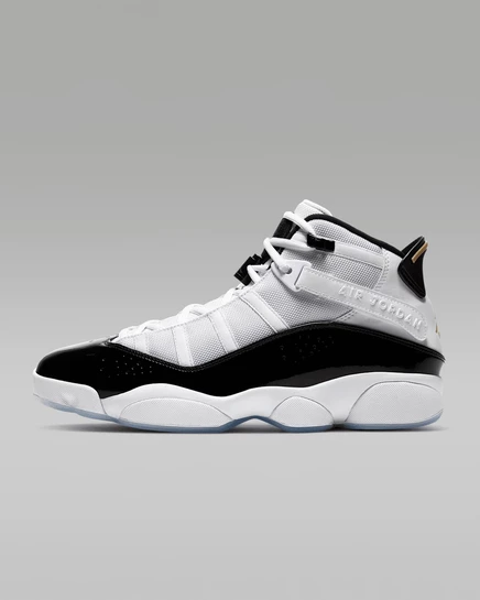Мужские кроссовки Jordan 6 Rings, бело-чёрные с золотистыми акцентами