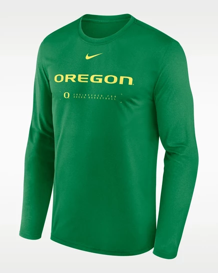 Мужская футболка Nike Oregon Courtside Dri-FIT с длинным рукавом, зеленая