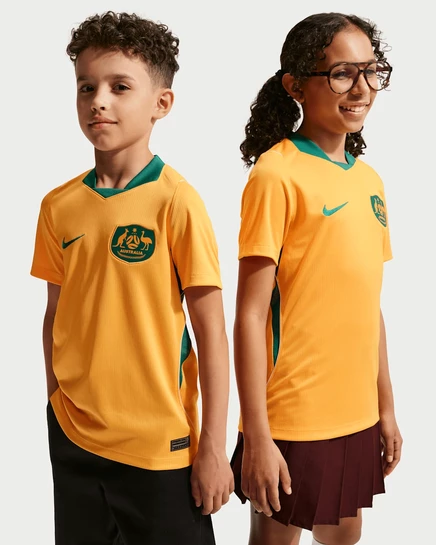 Детская майка Nike Australia 2026, золотистая/зеленая