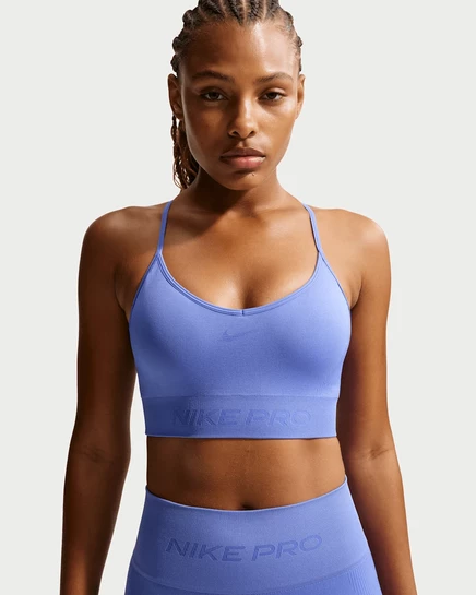 Женский спортбюстгальтер Nike Pro Seamless лёгкой поддержки, сапфировый