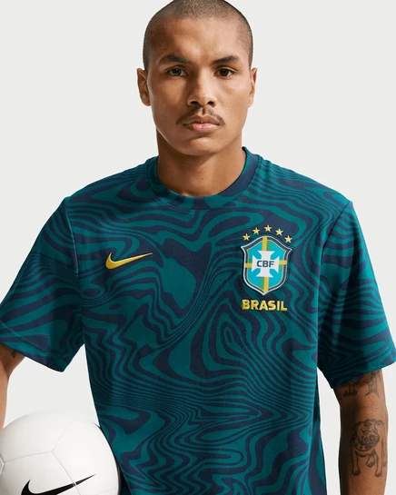 Мужская футболка Nike Dri-FIT Brazil Primary, бирюзовая/золотистая
