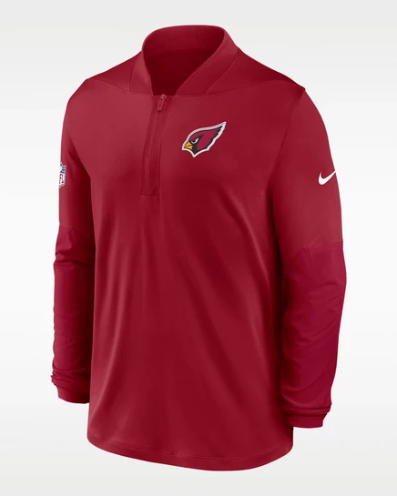 Мужской топ nike arizona cardinals dri-fit 1/2-zip, красный