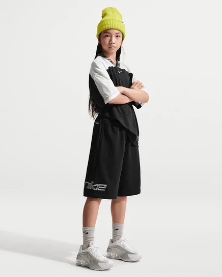 Детские шорты Nike Sportswear из френч-терри, черные/белые