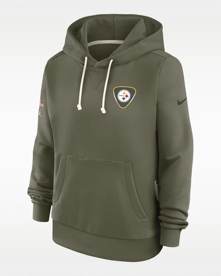 Женское худи Nike Pittsburgh Steelers Salute, оливковое