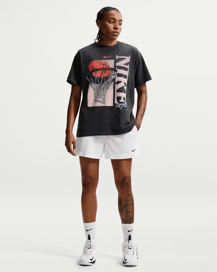 Женские шорты Nike Essential Dri-FIT сетчатые с подкладкой, бело-черные