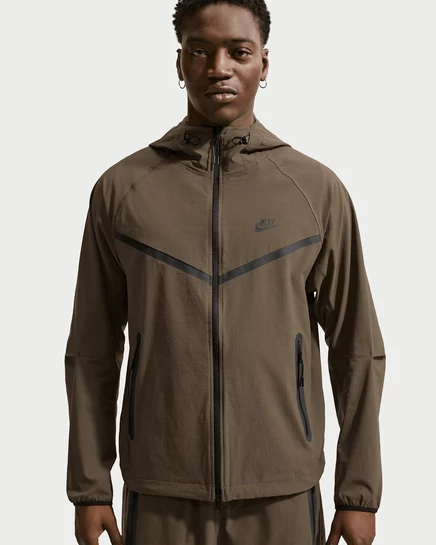 Мужская куртка Nike Tech Windrunner Dri-FIT на молнии, темно-коричневая/черная