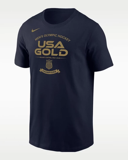 Мужская футболка Nike USA Olympic Team 2026 «Gold Medal», темно-синяя/золотая