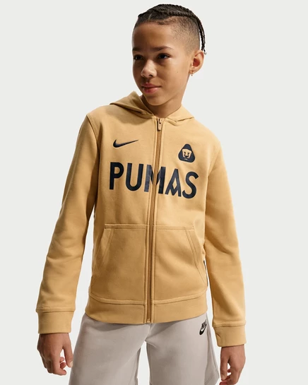 Толстовка для мальчиков Nike Pumas UNAM Club на молнии, золотисто-черная
