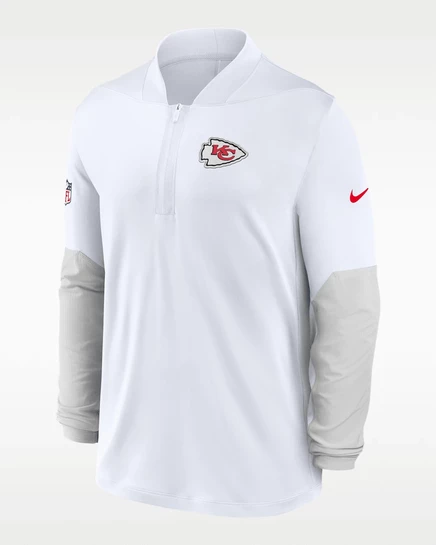 Мужской топ Nike Kansas City Chiefs 1/2-zip, белый