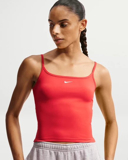Женский приталенный топ Nike One Dri-FIT, светло-алый/белый