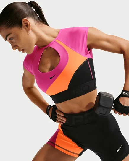 Женский топ-бра Nike Pro Sculpt, оранжево/черный/фуксия