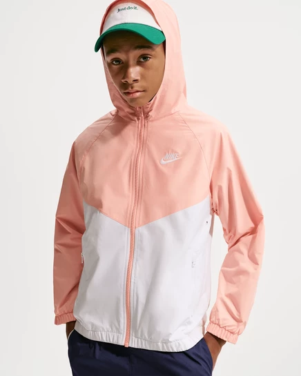 Детская куртка с капюшоном Nike Windrunner Repel, оранжевый/белый