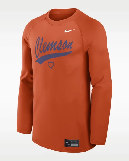 Мужской лонгслив Nike Clemson Dugout, оранжевый