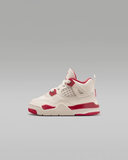 Детские кроссовки Jordan 4 Retro для малышей, слоновая кость/красная