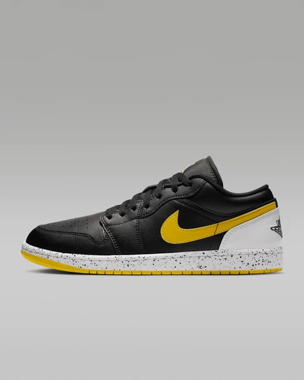 Мужские кроссовки Jordan 1 Low SE, черно-бело-желтые