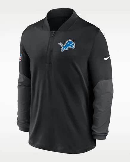 Мужская кофта Nike Detroit Lions с короткой молнией, черная