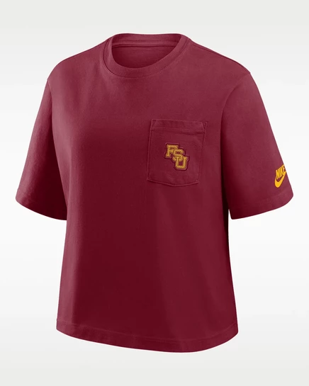 Женская футболка Nike Florida State Legacy Pocket Boxy, бордовая
