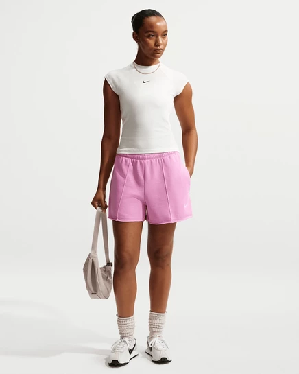 Женские шорты Nike Chill Terry, светло-магентовые/молочные