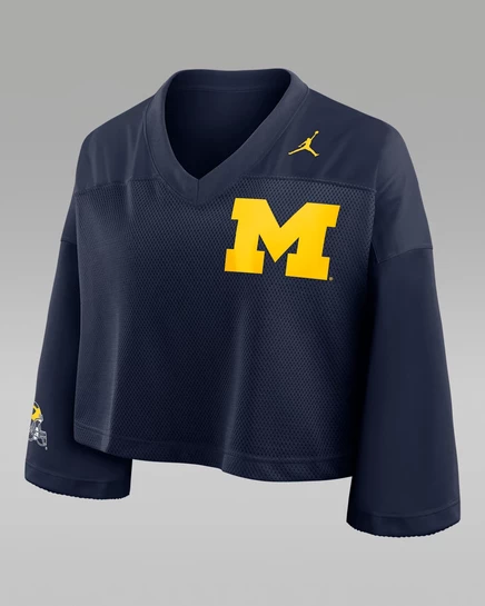 Женская джерси Jordan Michigan Dri-FIT укороченная, темно-синяя