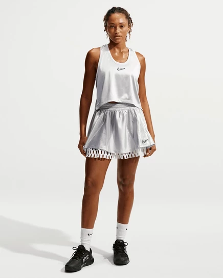 Женская теннисная юбка Nike Slam, серо-серебристая