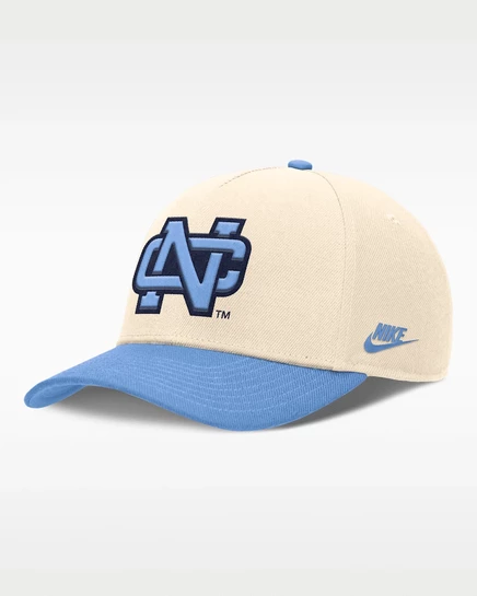 Мужская кепка Nike North Carolina Primetime Rise Academic Dri‑FIT, регулируемая, натуральная