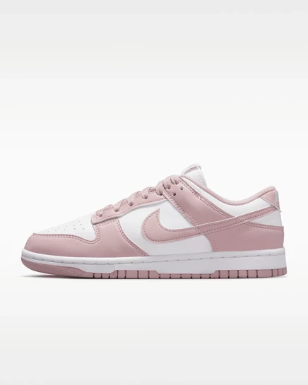 Женские кеды Nike Dunk Low, белые с розовым