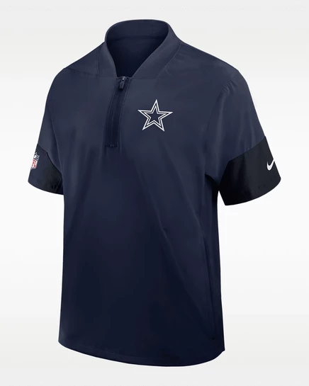 Мужская куртка Nike Dallas Cowboys Sideline Coach с укороченной молнией, тёмно-синяя