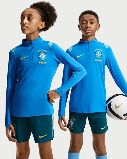 Детская тренировочная майка Nike Brazil, голубая/мятная/золотая