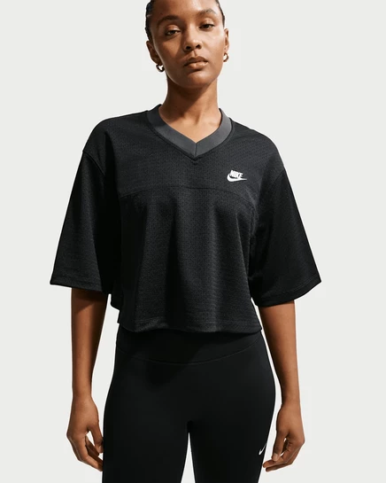 Женская спортивная одежда Nike оверсайз Heritage из укороченного сетчатого джерси черного цвета/антрацита/парусины