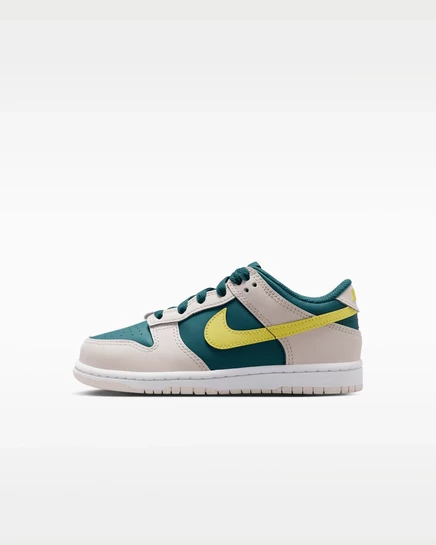 Детские кроссовки Nike Dunk Low, темно-бирюзовые/белые/желтые