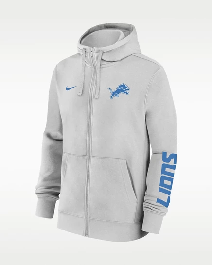Мужское худи Nike Detroit Lions NFL на молнии, серое