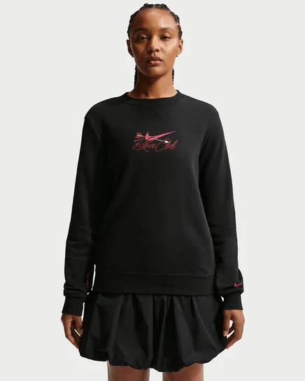 Женский свитшот Nike Club Fleece, черный/малиновый