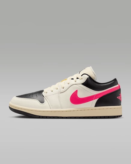 Женские кроссовки Jordan Air Jordan 1 Low, слоновая кость/черный/розовый