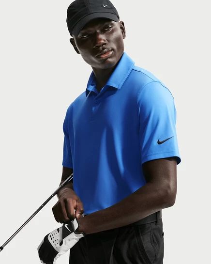 Мужское поло Nike Velocity Dri-FIT, голубое с черным