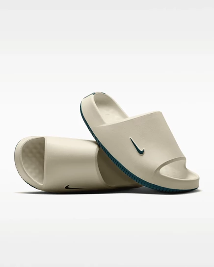 Мужские шлепанцы Nike Calm, бежево-серо-бирюзовые