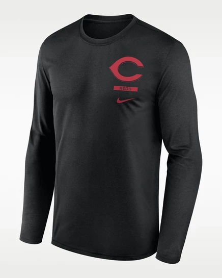 Мужская футболка с длинным рукавом Nike Cincinnati Reds 2-Hit Legend, черная