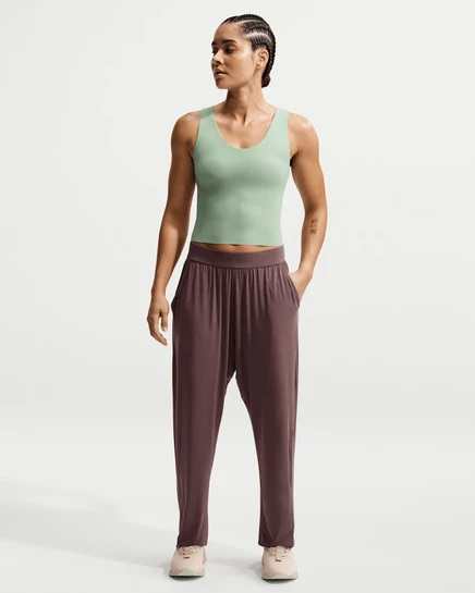 Женские брюки Nike Zenvy Loose Mid-Rise, тату/белые