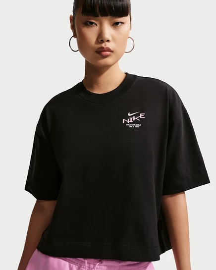 Женская короткая футболка Nike Sportswear оверсайз, черная