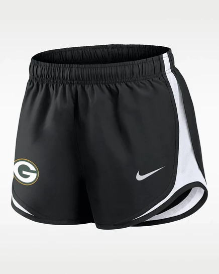 Женские шорты Nike Green Bay Packers Tempo, черно-белые