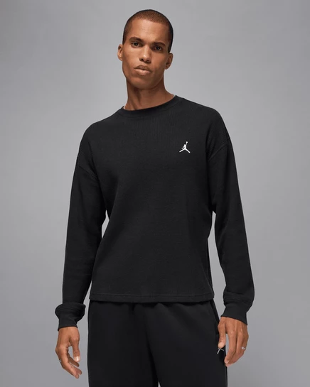 Мужской лонгслив Jordan Flight Mountainside вафельный, черно-белый