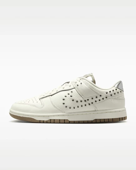 Женские кеды Nike Dunk Low, айвори/коричневые/серебристые
