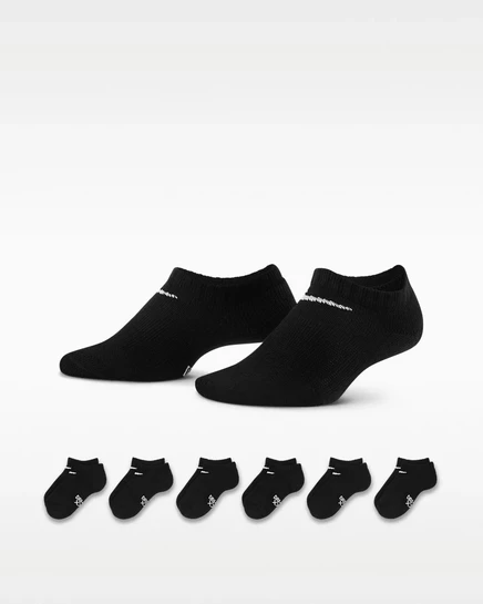 Мальчиковые носки Nike Dri-FIT No-Show 6 пар, черные