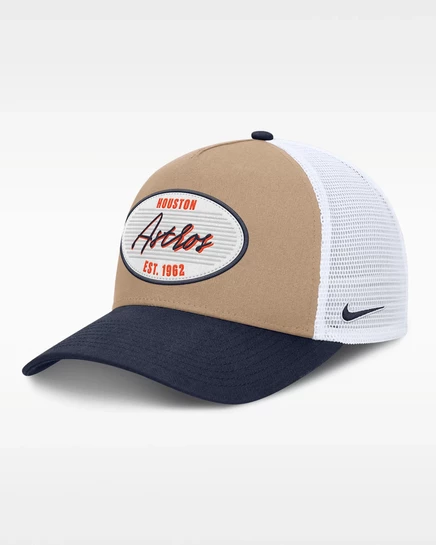 Мужская бейсболка Nike Houston Astros Rise A-Frame, хаки/темно-синяя